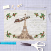 ヴィンテージサンタオーバーパリクリスマスティッシュペーパー 薄葉紙 (クラフト)