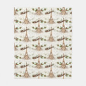 ヴィンテージサンタオーバーパリクリスマスフリースブランケット フリースブランケット (正面)