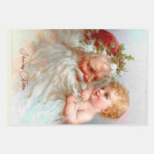 ヴィンテージサンタカスタムクリスマスラベル ラッピングペーパーシート (正面2)