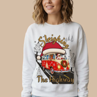 ヴィンテージサンタキャンピングバンクリスマスデザイン スウェットシャツ