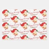 ヴィンテージサンタクパーソナライズされたロースハッピーホリデーズ ラッピングペーパーシート (正面)