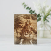 ヴィンテージサンタクリスマスインセピアトワールスタイル シーズンポストカード (スタンド正面)