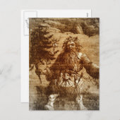 ヴィンテージサンタクリスマスインセピアトワールスタイル シーズンポストカード (正面/裏面)