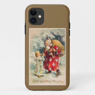 ヴィンテージサンタクリスマスエンジェル金ゴールド iPhone 11 ケース