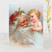 ヴィンテージサンタクリスマスカスタム カード (黄色い花)