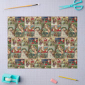 ヴィンテージサンタクリスマスカードデザイン 薄葉紙 (クラフト)