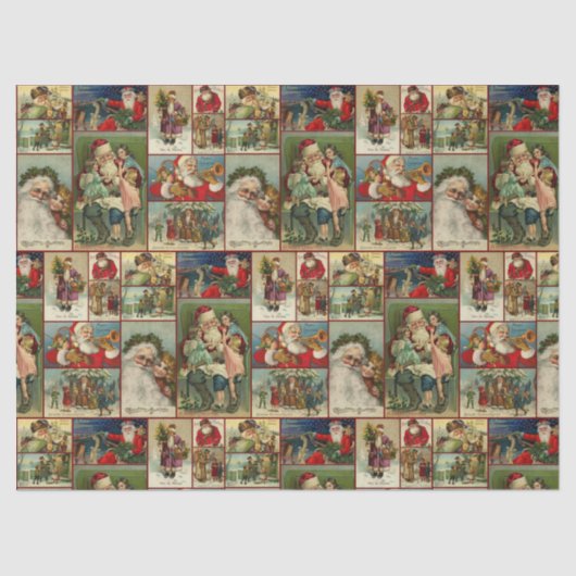 ヴィンテージサンタクリスマスカードデザイン 薄葉紙 (正面)