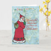 ヴィンテージサンタクリスマスカード カード (黄色い花)