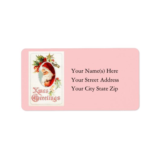 ヴィンテージサンタクリスマスグリーティング住所 シール (正面)