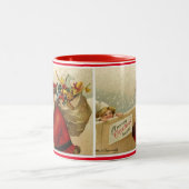 ヴィンテージサンタクリスマスシーンコーヒーマグカップ ツートーンマグカップ (中央)