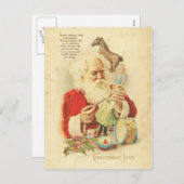 ヴィンテージサンタクリスマスジョイホリデーウィッシュトイズ シーズンポストカード (正面/裏面)