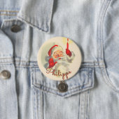 ヴィンテージサンタクリスマスストッキング名タグボタン 缶バッジ (インサイチュ)