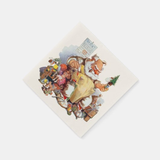 ヴィンテージサンタクリスマスディナーナプキンズ スタンダードカクテルナプキン (角)