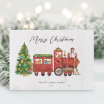 ヴィンテージサンタクリスマストレイン非写真 シーズンカード<br><div class="desc">このヴィンテージ、サンタクリスマストレインのデザインで、あなたの友人と家族の幸せなホリデーシーズンを望む。あなたの休日の挨拶と家族の名前でパーソナライズ。</div>