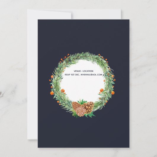 ヴィンテージサンタクリスマスパーティの招待状ブルーレッド 招待状 (裏面)