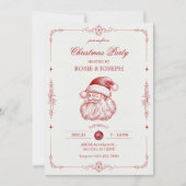 ヴィンテージサンタクリスマスパーティの招待状 招待状 (正面)