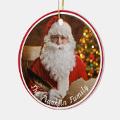 ヴィンテージサンタクリスマスファミリーがパーソナライズ セラミックオーナメント (左)