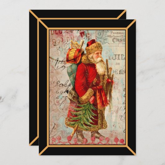 ヴィンテージサンタクリスマスホリデーカード (正面/裏面)