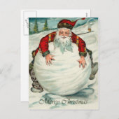 ヴィンテージサンタクリスマスポストカード シーズンポストカード (正面/裏面)