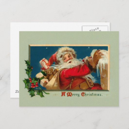 ヴィンテージサンタクリスマスポストカード シーズンポストカード (正面/裏面)