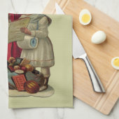 ヴィンテージサンタクリスマスミュージック歌唱 キッチンタオル (四つ折り)