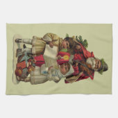 ヴィンテージサンタクリスマスミュージック歌唱 キッチンタオル (横)