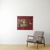 ヴィンテージサンタクリスマスミュージック歌唱 タペストリー (インサイチュ(横))