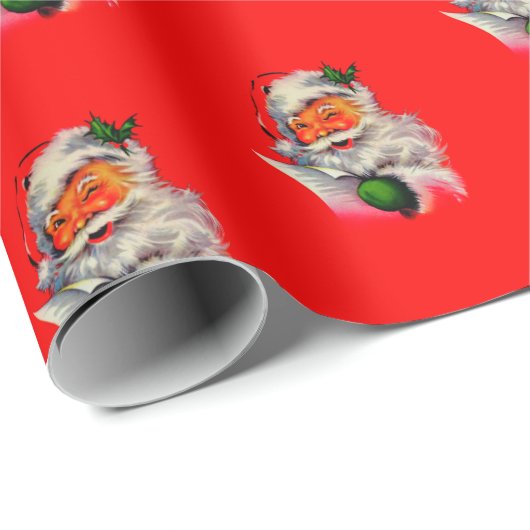 ヴィンテージサンタクリスマスレトロクラシック伝統的 ラッピングペーパー (ロールコーナー)