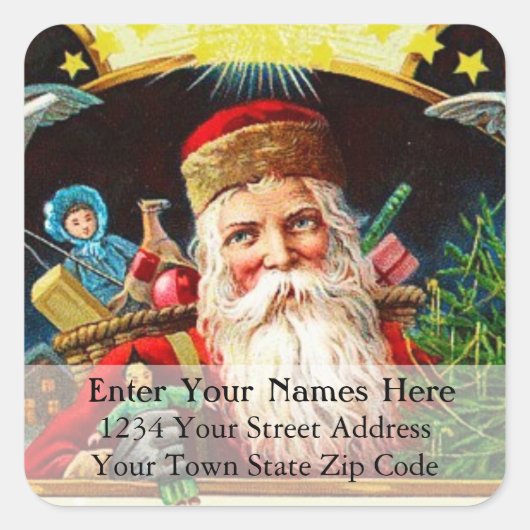 ヴィンテージサンタクリスマス住所 シール (正面)