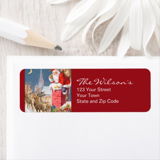 ヴィンテージサンタクリスマス差出人住所ラベル ラベル (インサイチュ)