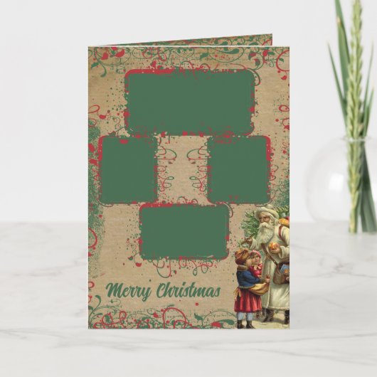 ヴィンテージサンタクリスマス4写真カード シーズンカード (正面)