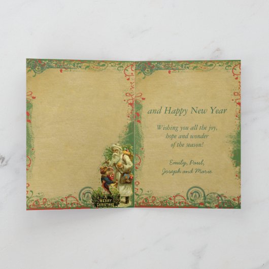 ヴィンテージサンタクリスマス5枚フォトカード シーズンカード (内部)