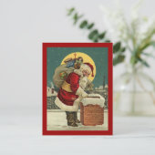 ヴィンテージサンタクロースおもちゃクリスマス シーズンポストカード (スタンド正面)