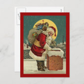 ヴィンテージサンタクロースおもちゃクリスマス シーズンポストカード (正面/裏面)