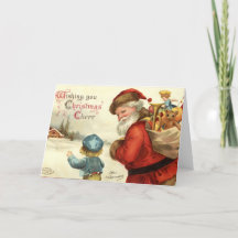 ヴィンテージサンタクロースおよび子供のクリスマスカード
