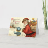 ヴィンテージサンタクロースおよび子供のクリスマスカード シーズンカード (正面)