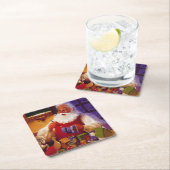 ヴィンテージサンタクロースがおもちゃクリスマス スクエアペーパーコースター (インサイチュ)