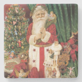 ヴィンテージサンタクロースがクリスマスに出産 ストーンコースター (正面)