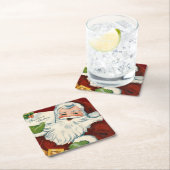 ヴィンテージサンタクロースがクリスマスの願いを叶える スクエアペーパーコースター (インサイチュ)