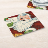 ヴィンテージサンタクロースがクリスマスの願いを叶える スクエアペーパーコースター (アングル)