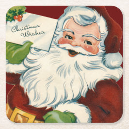 ヴィンテージサンタクロースがクリスマスの願いを叶える スクエアペーパーコースター