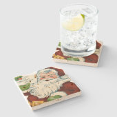 ヴィンテージサンタクロースがクリスマスの願いを叶える ストーンコースター (横)