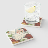 ヴィンテージサンタクロースがクリスマスの願いを届ける ストーンコースター (横)