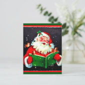 ヴィンテージサンタクロースがクリスマスキャロルを歌う ポストカード (スタンド正面)