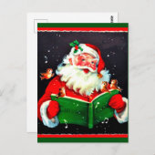 ヴィンテージサンタクロースがクリスマスキャロルを歌う ポストカード (正面/裏面)