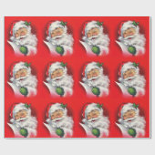 ヴィンテージサンタクロースがクリスマスリストをチェック ラッピングペーパー (フラット)