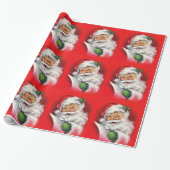 ヴィンテージサンタクロースがクリスマスリストをチェック ラッピングペーパー (アンロールド)
