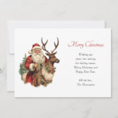 ヴィンテージサンタクロースがトナカイのクリスマスに乗る シーズンカード (正面)