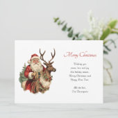ヴィンテージサンタクロースがトナカイのクリスマスに乗る シーズンカード (スタンド正面)