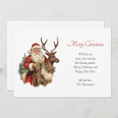 ヴィンテージサンタクロースがトナカイのクリスマスに乗る シーズンカード (正面/裏面)